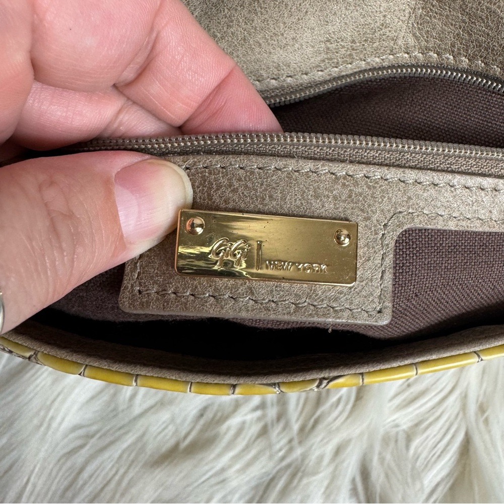 GiGi New York Handbag Handcrafted Womens Yellow Python Leather Bag - Picture 7 of 12